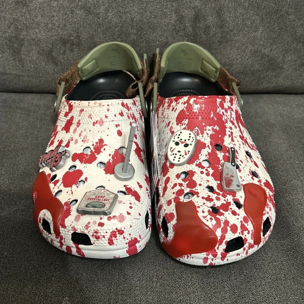 Crocs Friday The 13th Classic Clog Men 9 White Red Blood Jason Killer 212073-90H